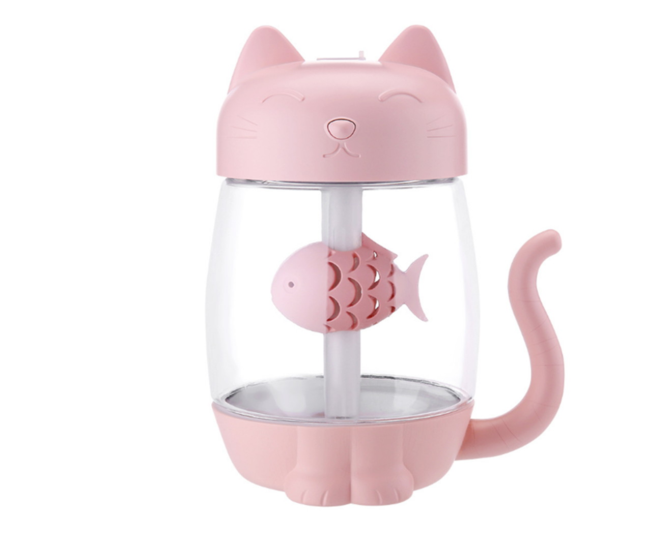 Select Mall 3 In 1 Fan Night Light USB Air Humidifier Home Mute Cute Pet Humidifier Suitable for Office Bedroom-Pink