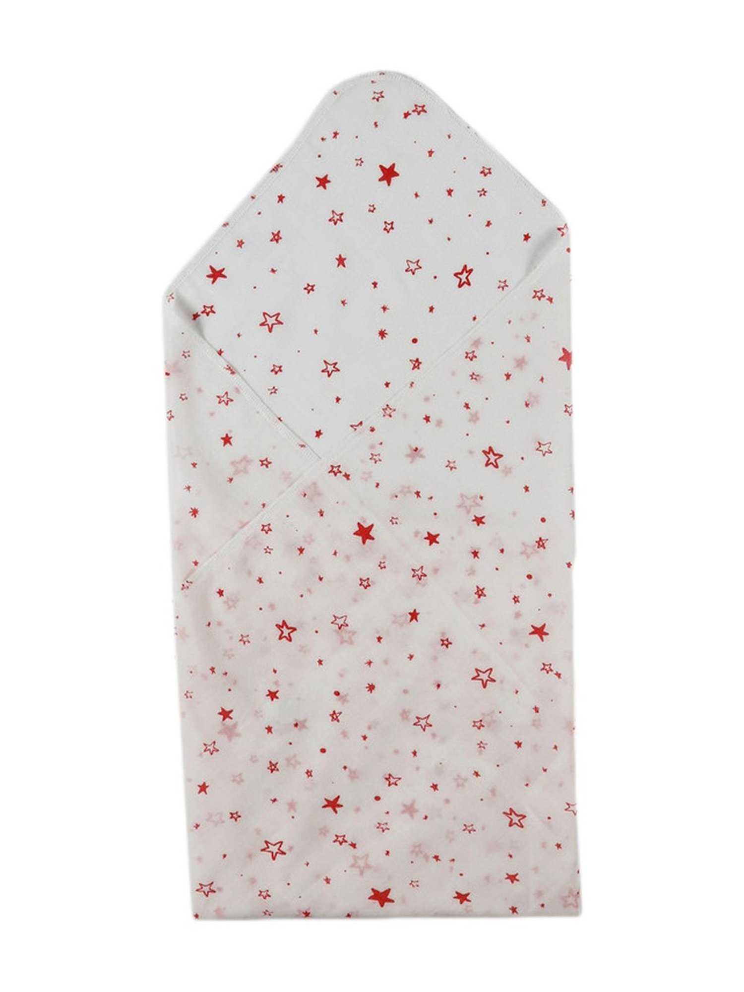 Pranava Kids White & Red Cotton Printed Bath Towel