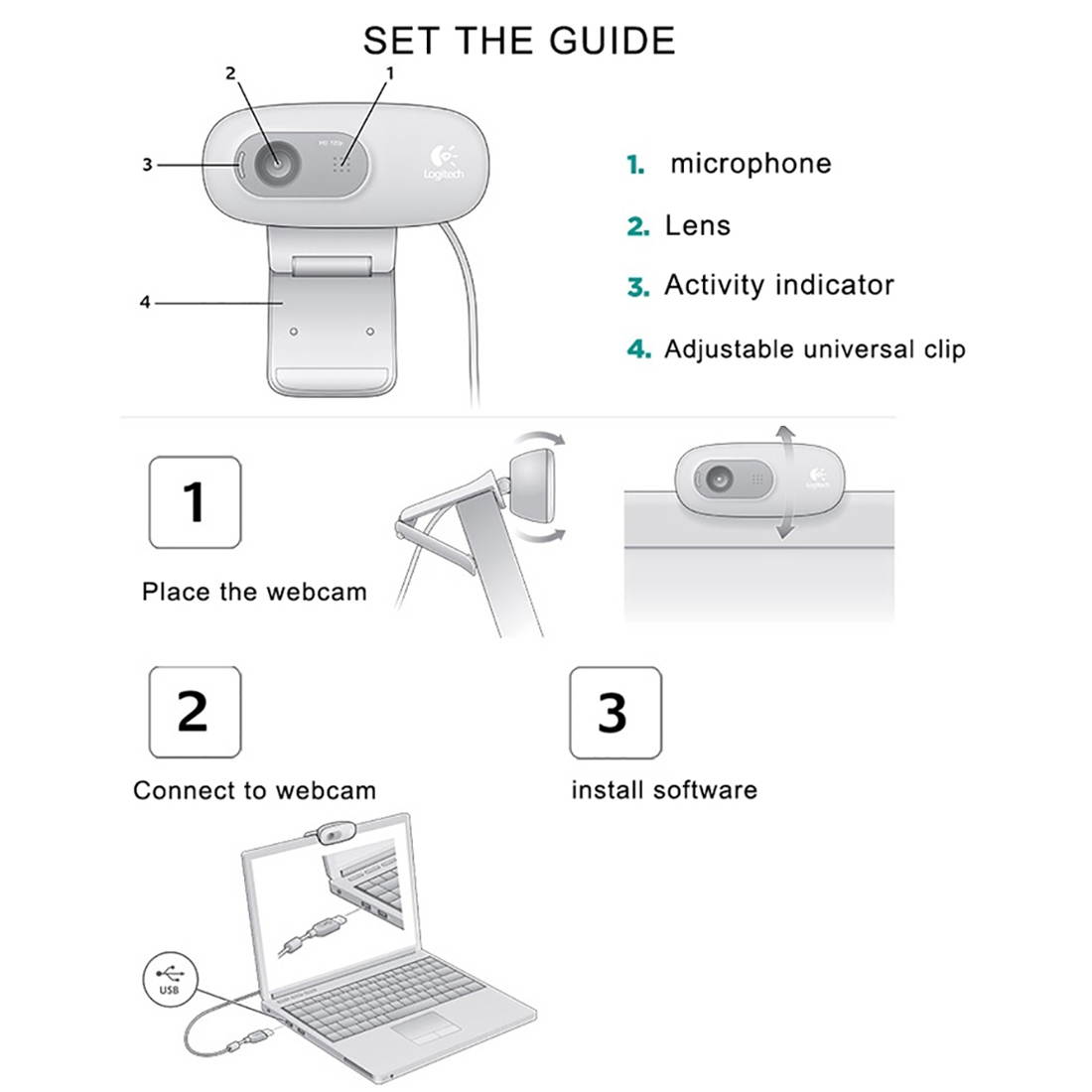 Logitech C270 Desktop or Laptop Webcam, HD 720p Widescreen for Video Calling and Recording