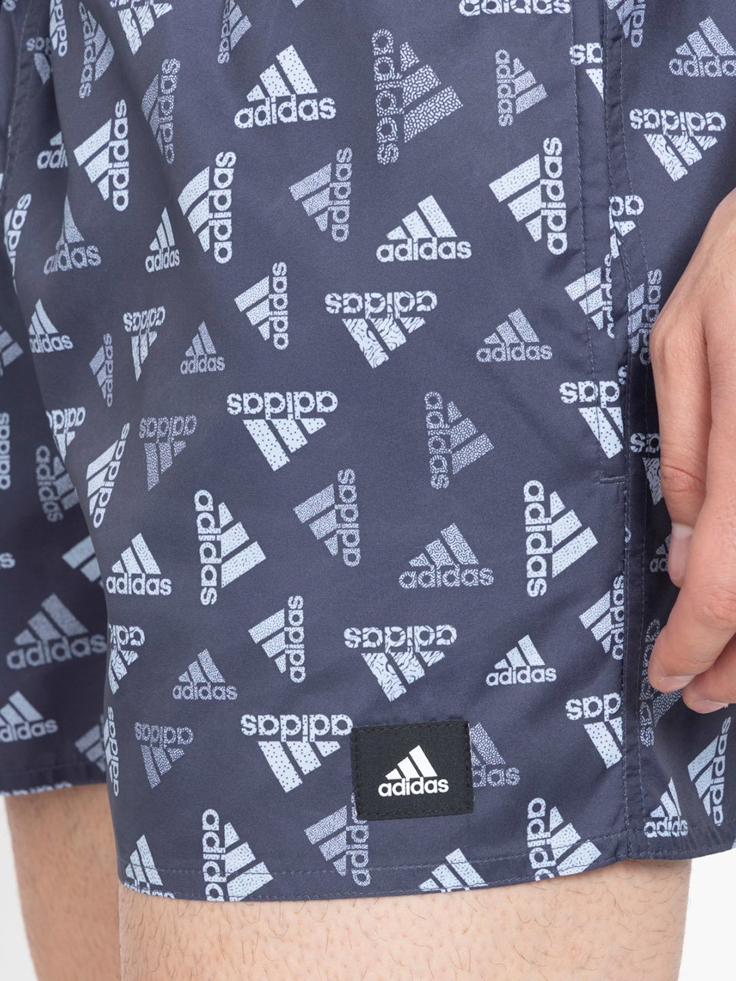 adidas Navy Regular Fit Allover Print CLX Swim Shorts