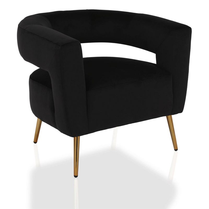 Taylor Accent Chair with Brass Golden Legs Velvet Black - CosmoLiving by Cosmopolitan