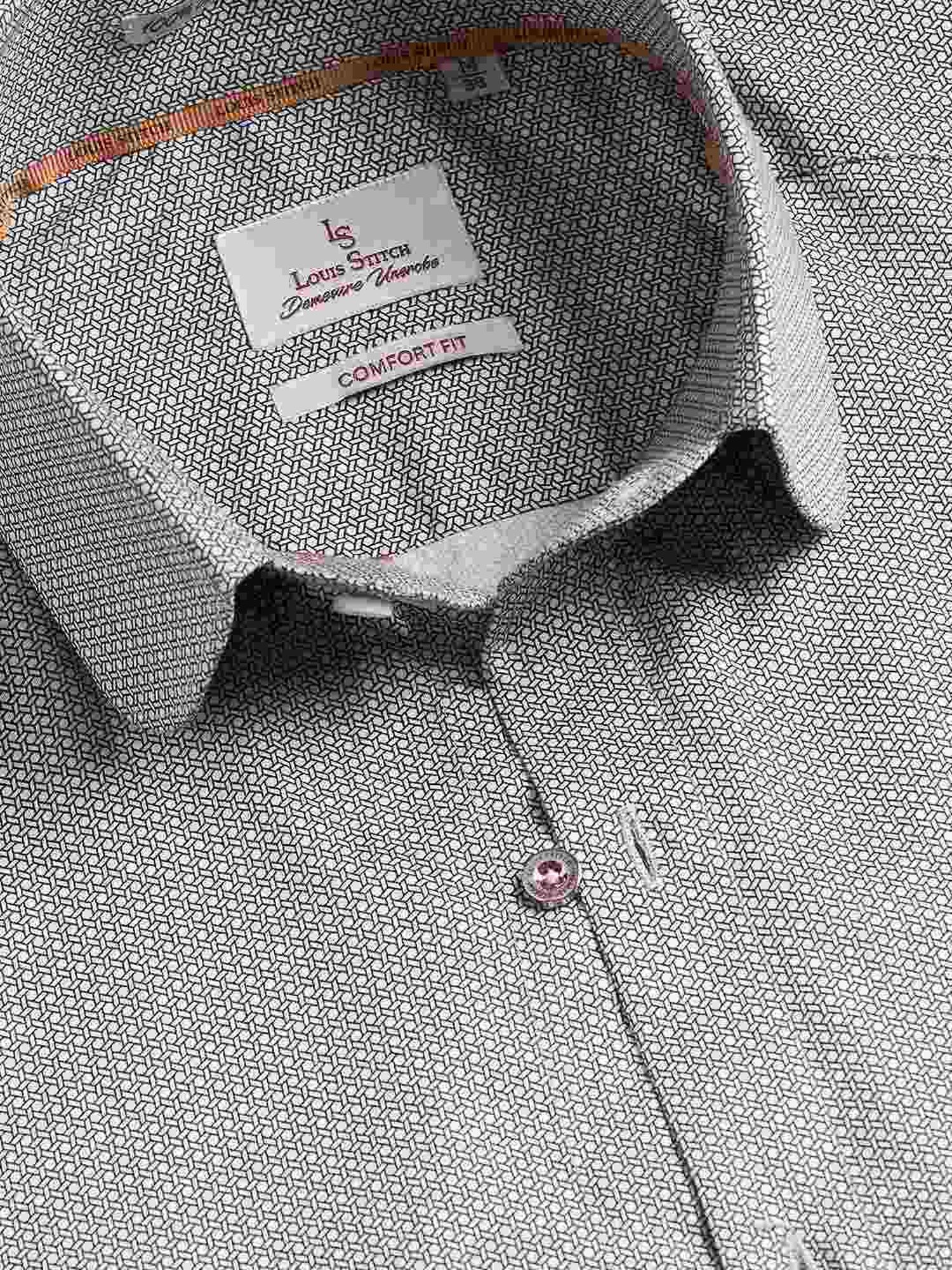 Louis Stitch White And Black Cotton Regular Fit Printed Shirt