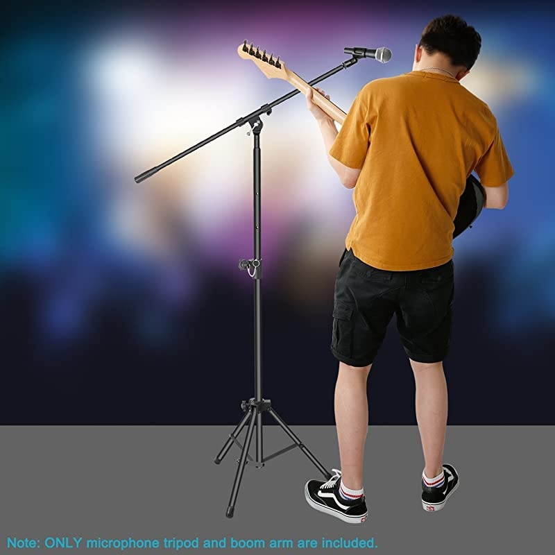 Compact Base Microphone Floor Stand with Mic Holder Adjustable Height from 39.9 to 70 inches Durable Iron-Made Stand with Solid Round Base Detachable for Easy Transport(Black)
