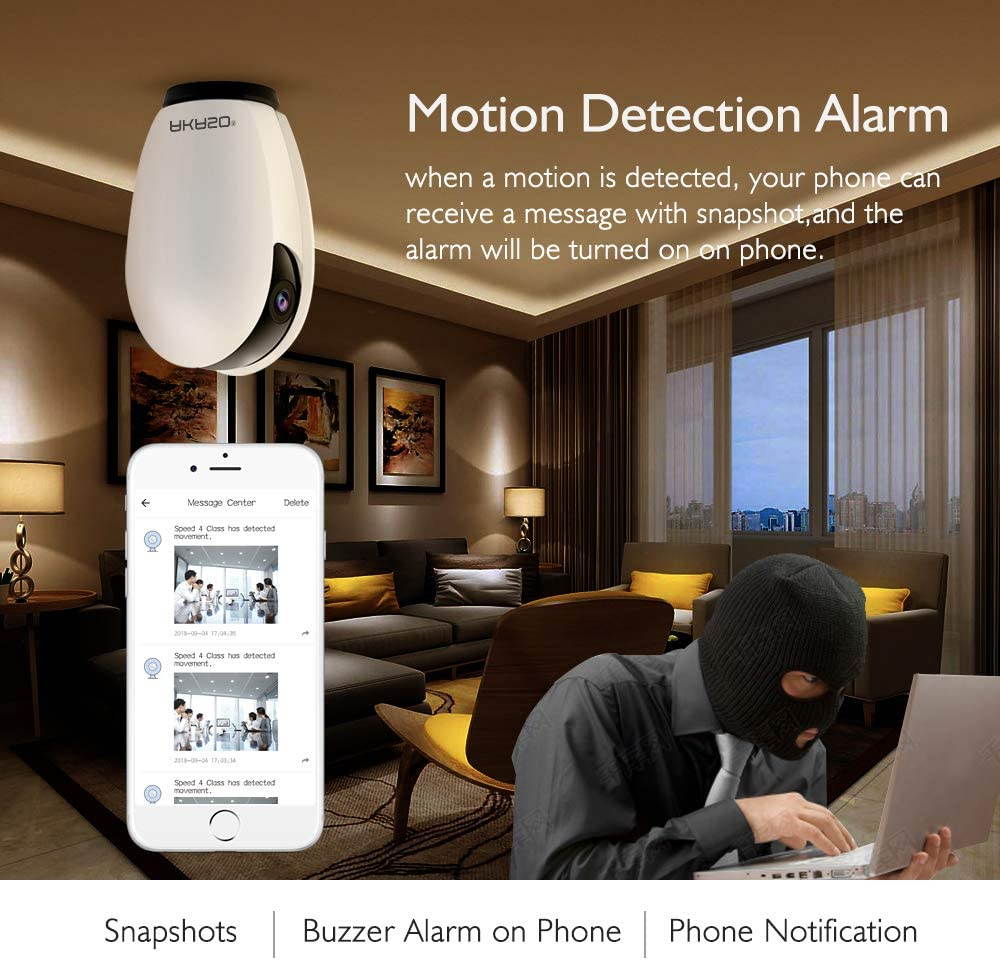 Akaso P30 Full HD 1080p Smart Security Camera, Works with Alexa and Google Home