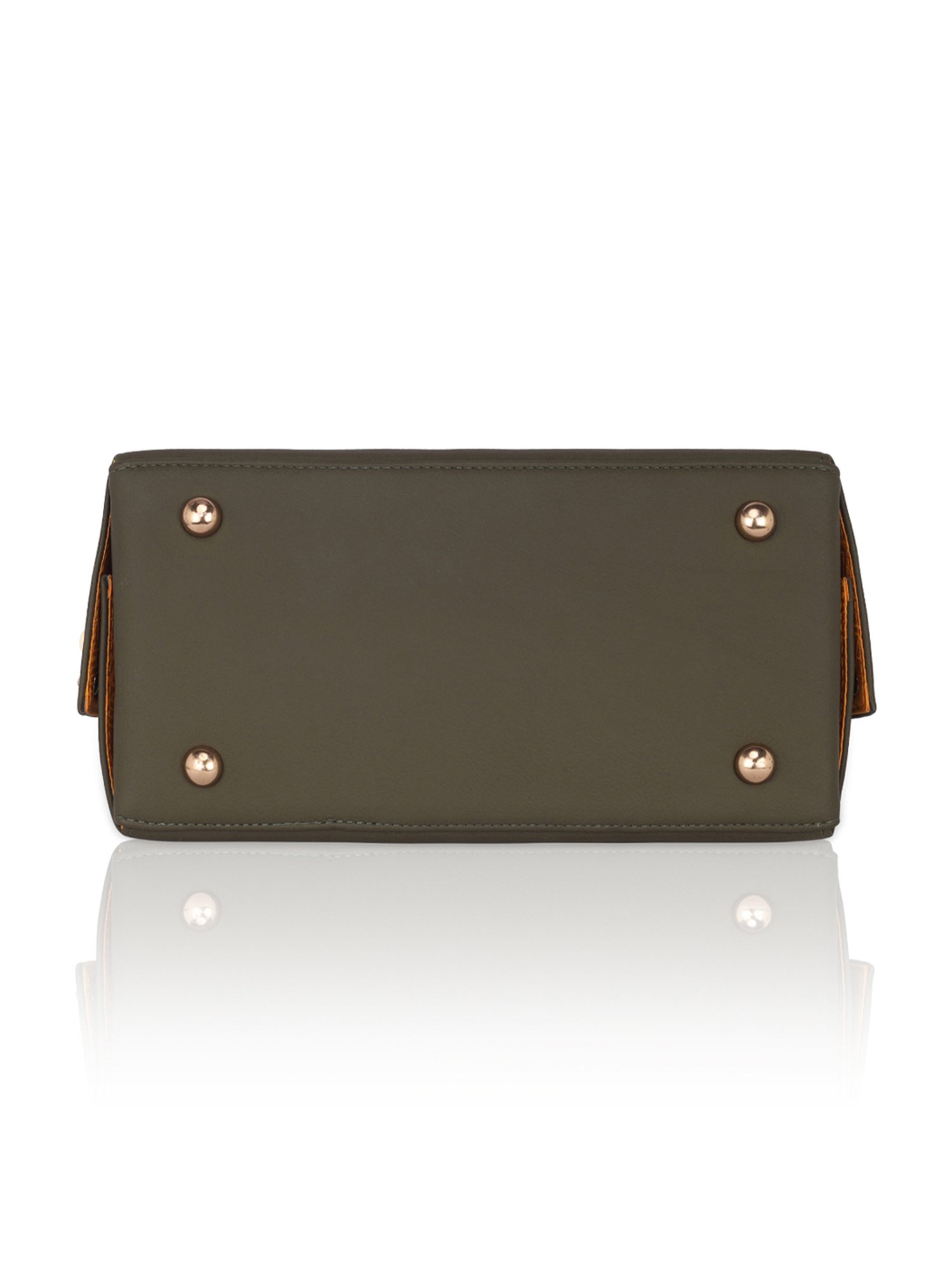 Eume Marigold Olive Leather Satchel Handbag