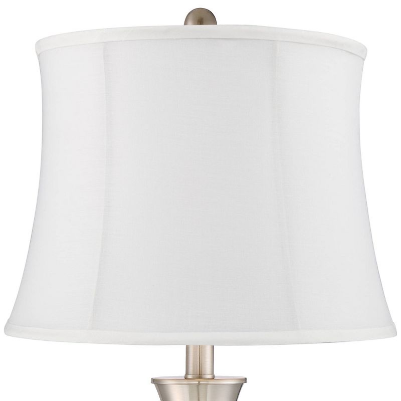 360 Lighting Simon Brushed Nickel USB Cream Shade Table Lamps Set of 2