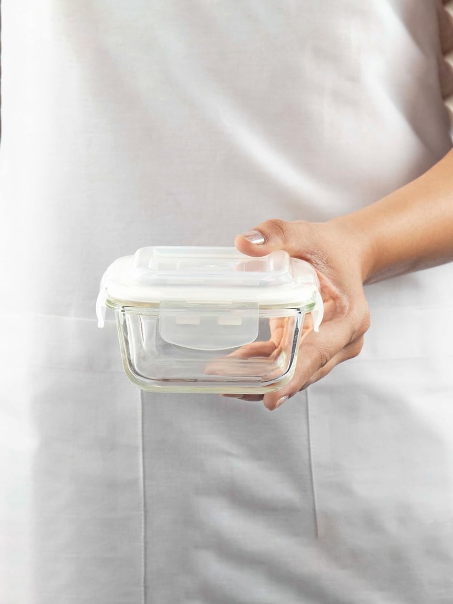 Borosil Alfa Glass Lunch Box Set of 3 (Green, 320 ml)