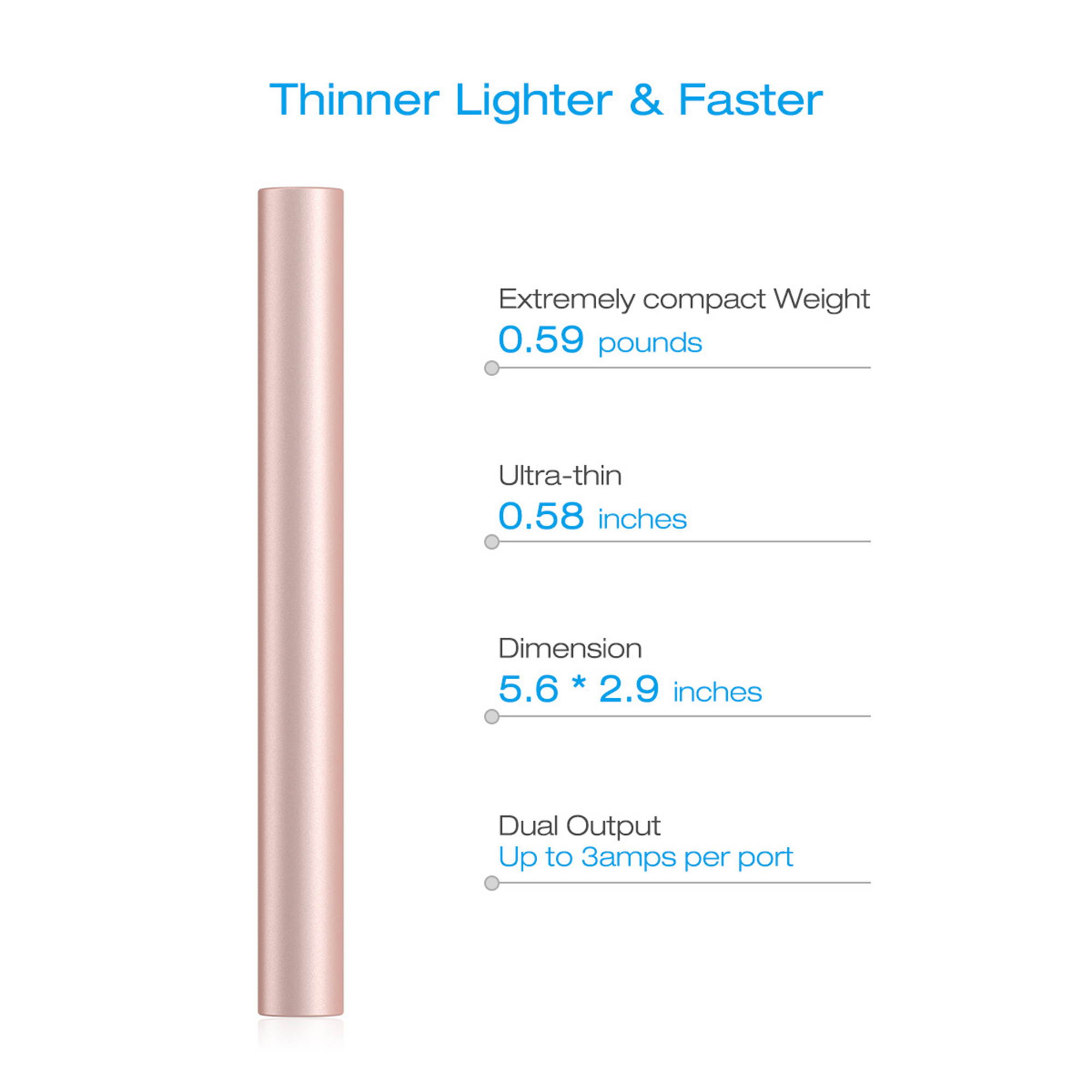 Poweradd Pilot 4GS Power Bank 12000mAh Portable Charger Dual 3A Output External Battery Pack for iPhone,iPad,Samsung Galaxy and More - Rose