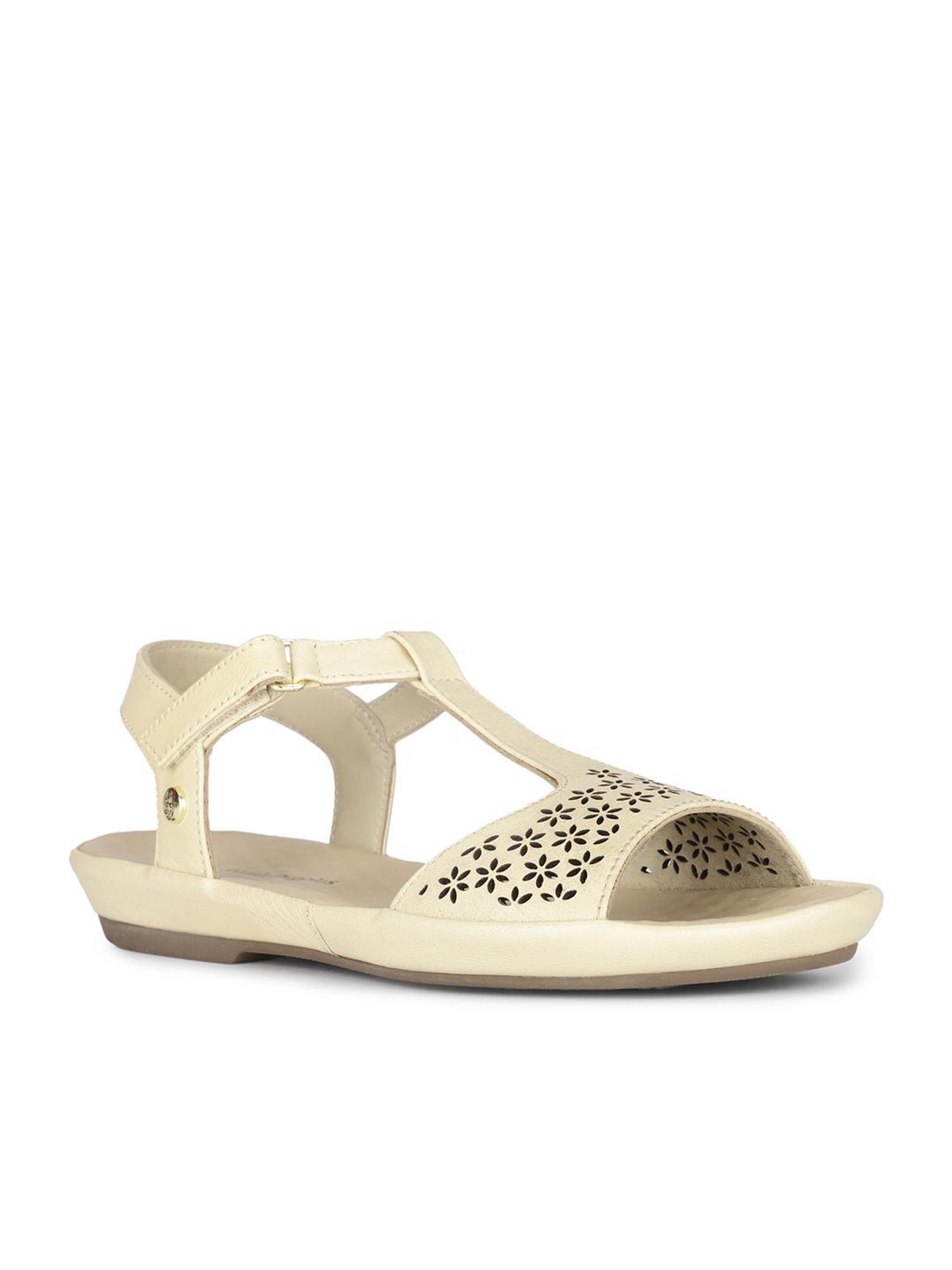 Hush Puppies by Bata Women's New Canna Beige Ankle Strap Sandals