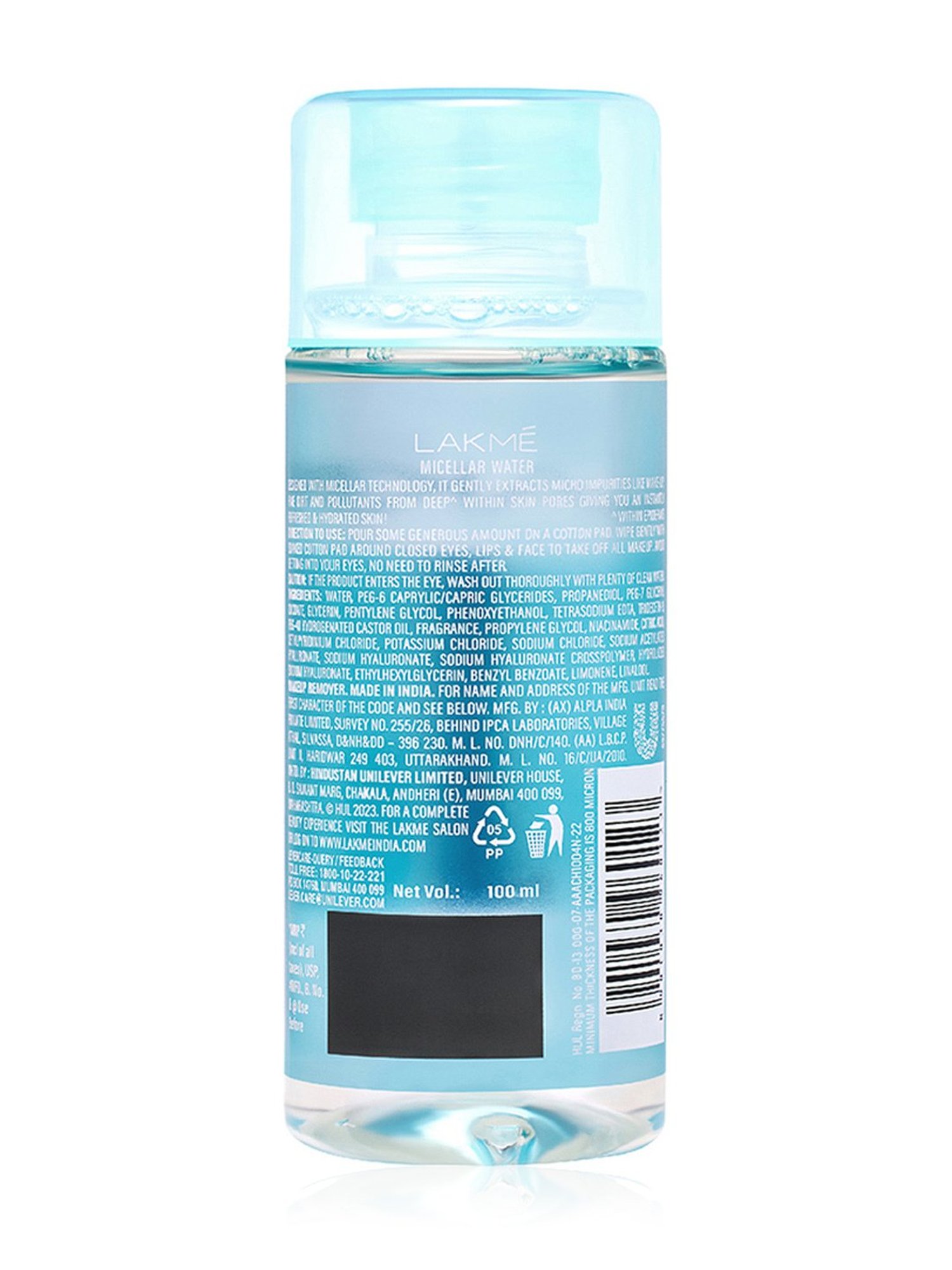 Lakme Micellar Pure Water for Makeup Removal - 100 ml