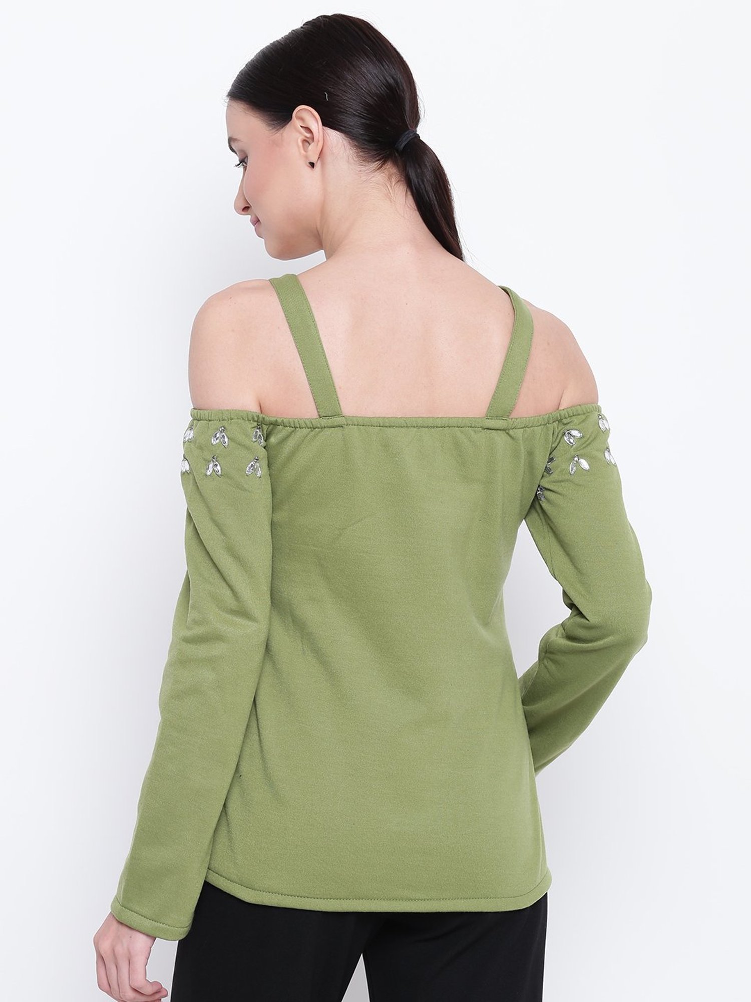 Belle Fille Green Embellished Sweatshirt