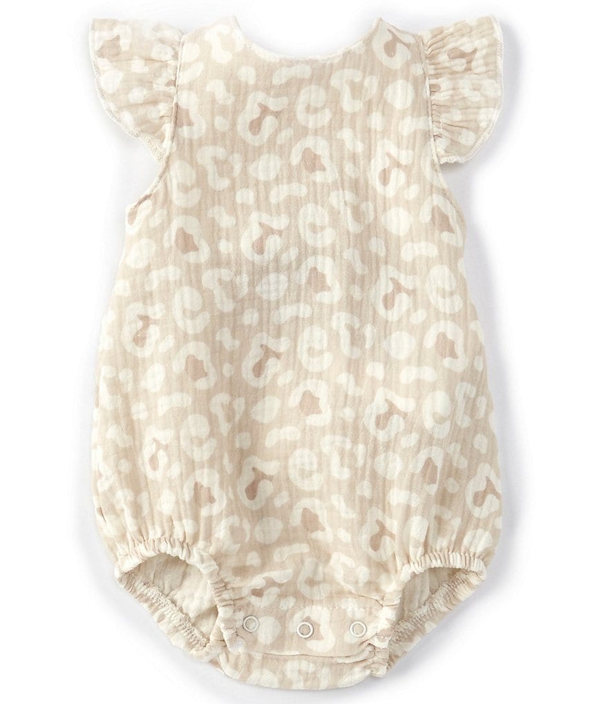 Starting Out Baby Girls Newborn-9 Months Leopard Print Gauze Romper