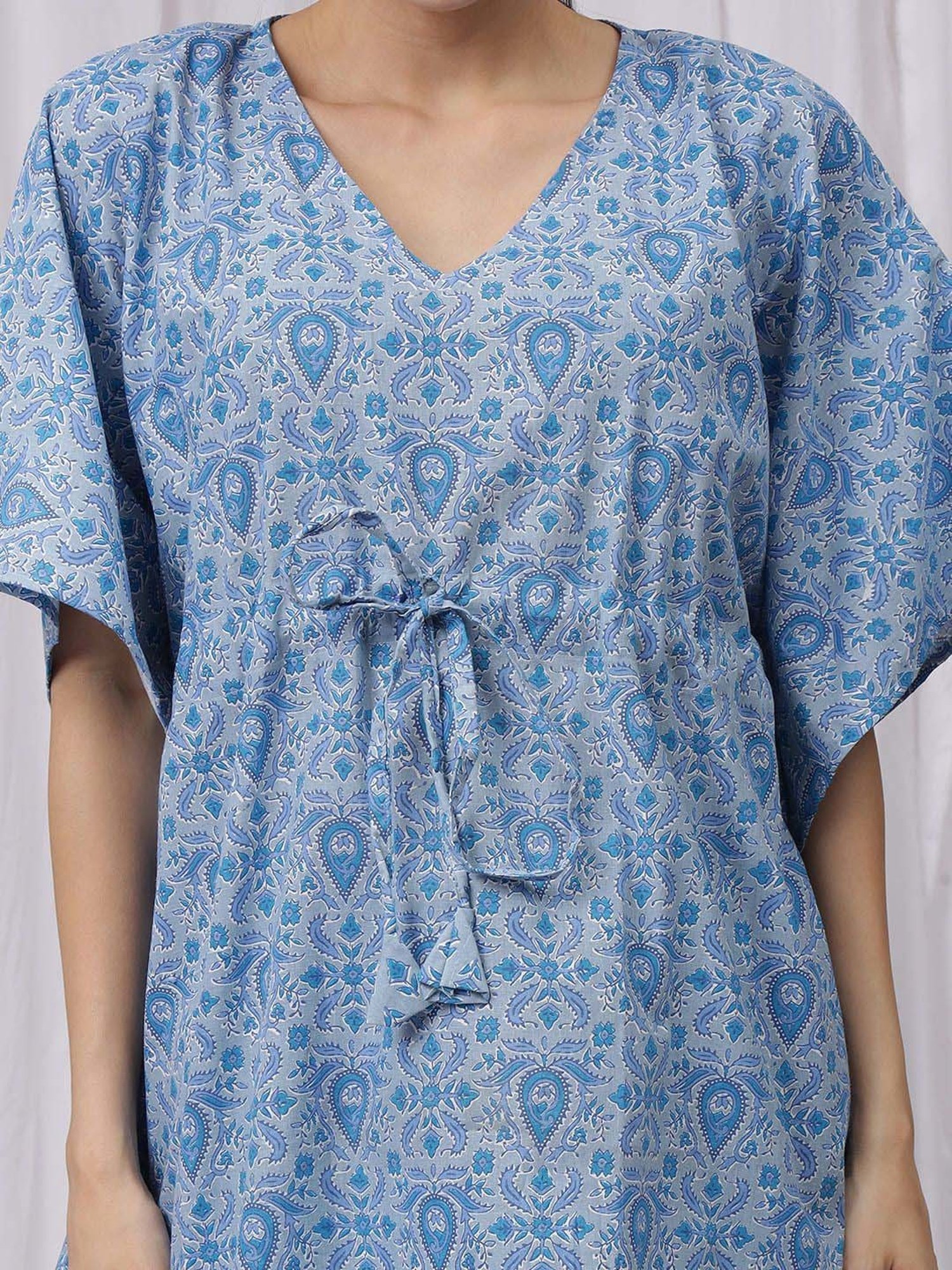 NEUDIS Blue Printed Kaftan Pyjamas Set