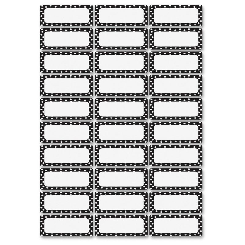Ashley Dry Erase B/w Dots Nameplate Magnets - 1 Pack - Dotted Design -