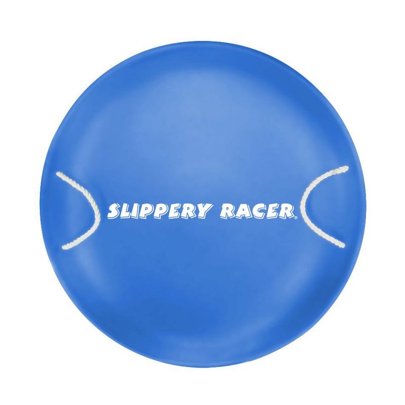 Slippery Racer ProDisc 26 Inch Heavy Duty Aluminum Iron Alloy Metal Saucer Snow Sled with Dual Riveted Soft Grip Rope Handles, Blue