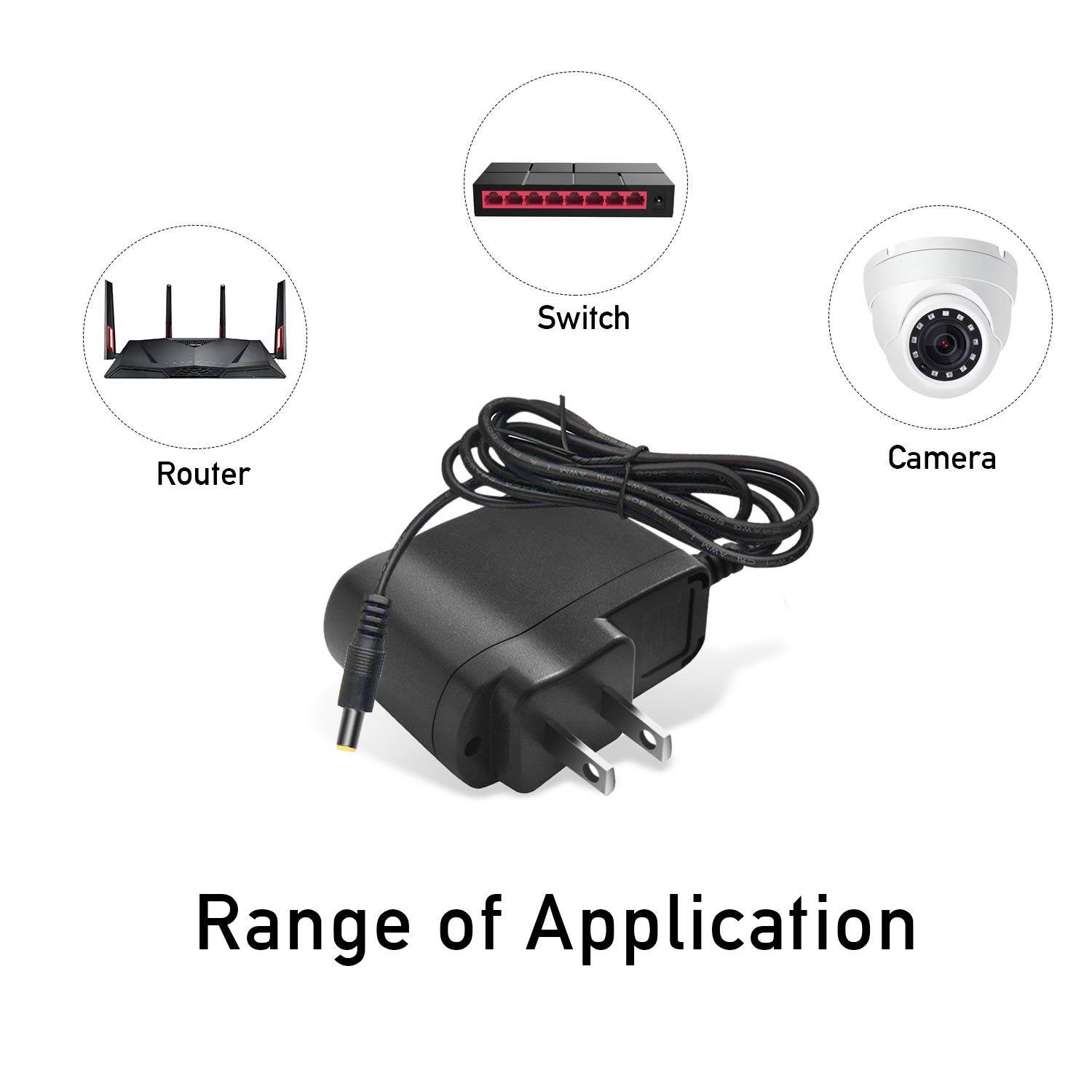 HDView 12V DC 1A 1000mA Power Adapter Supply UL Listed 2.1mm 5.5mm, Power Transformer for Security Camera,110-240V AC Input
