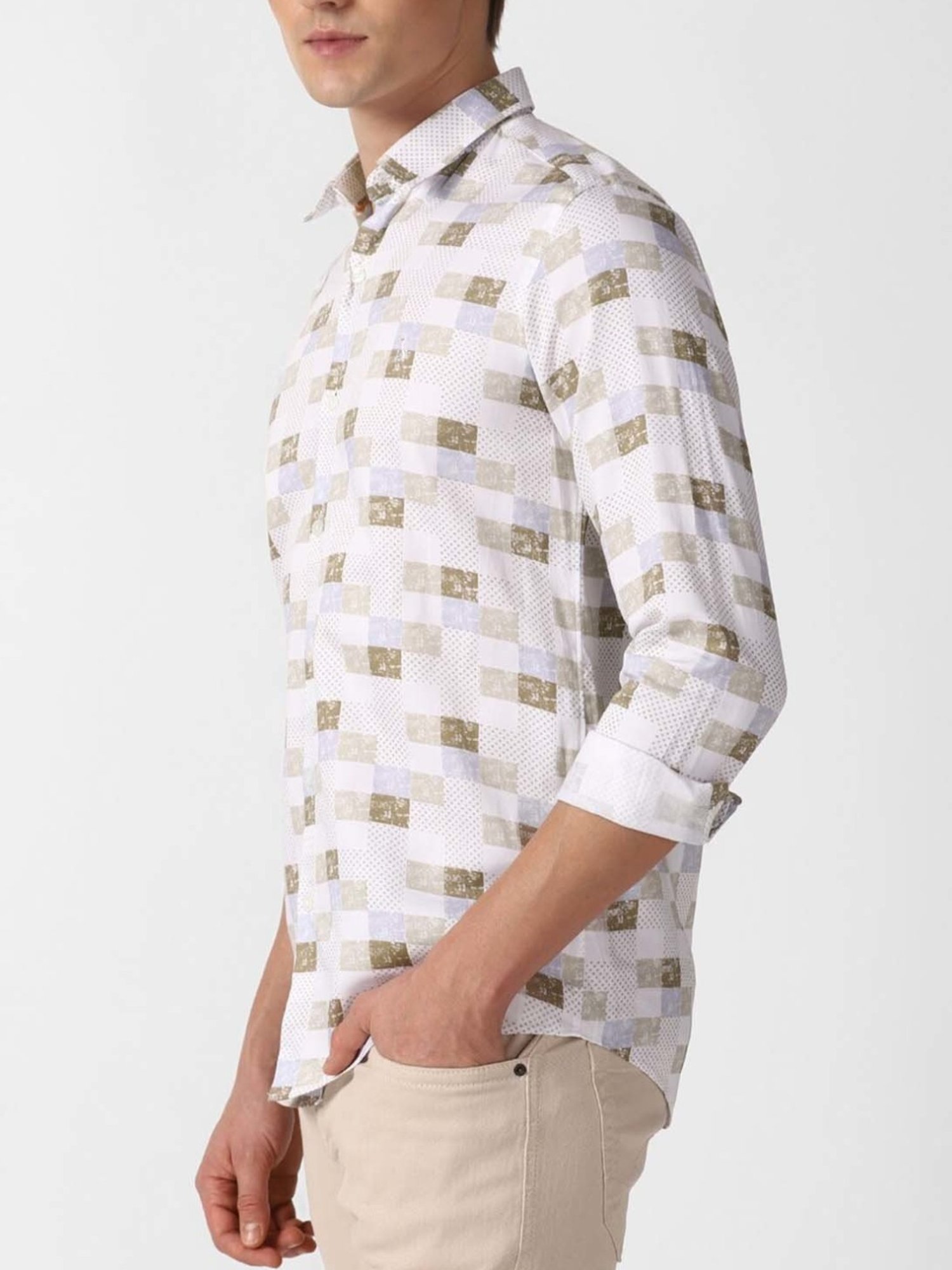 Simon Carter London White Printed Slim Fit Shirt