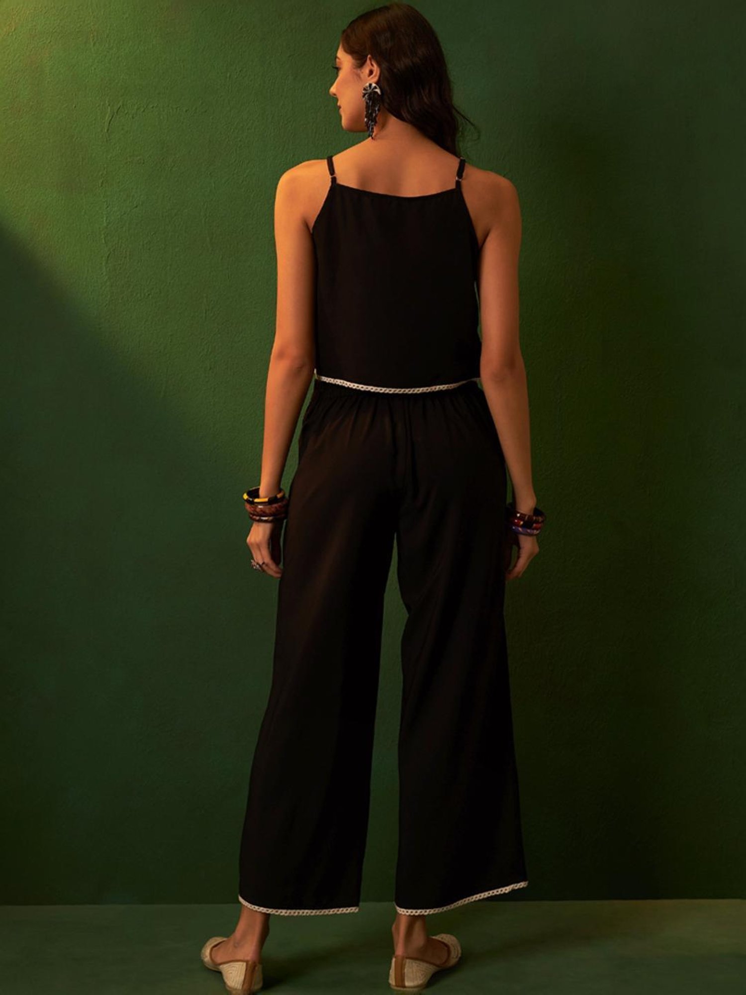 Ziyaa Black Printed Kurta Palazzo Set