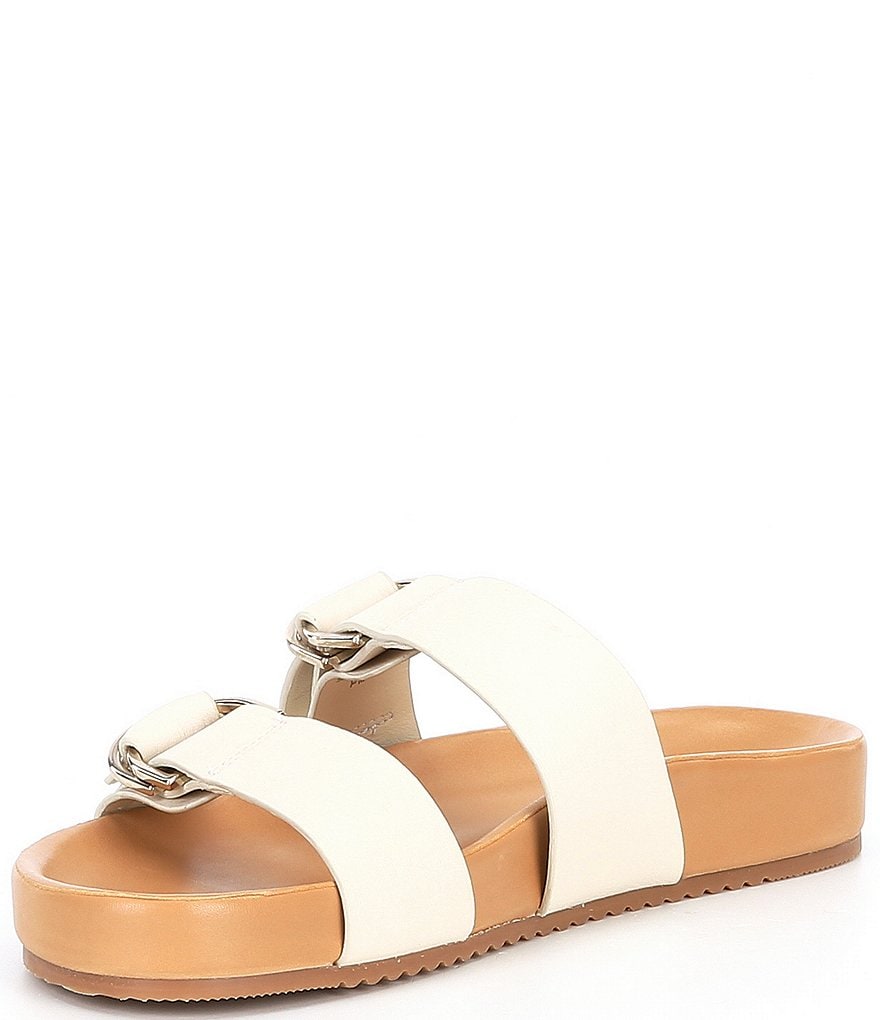Antonio Melani Branson Leather Double Buckle Sandals