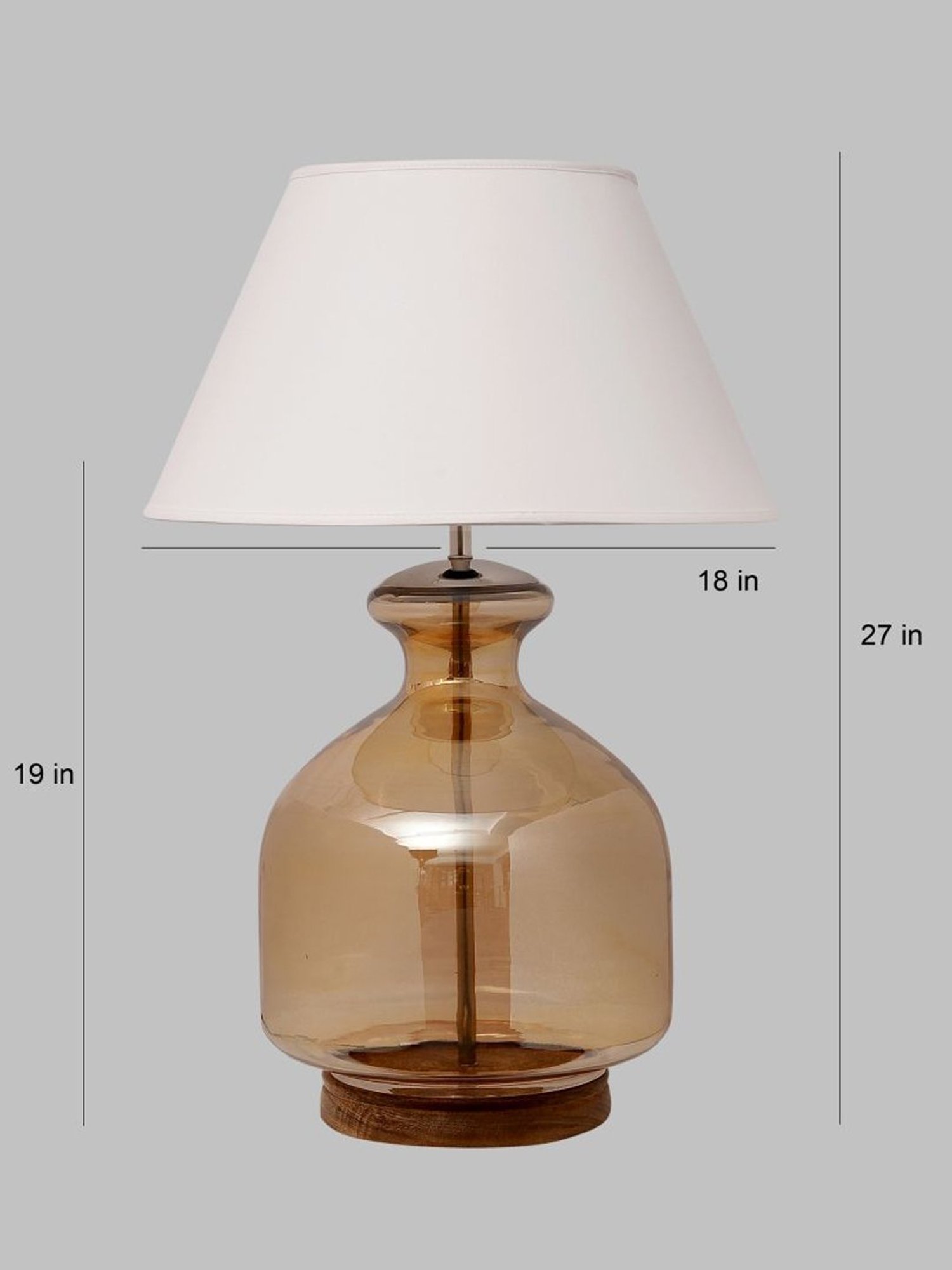Kapoor Lamp Shades Amber & White Glass Alper Luster Cotton Shade Table Lamp