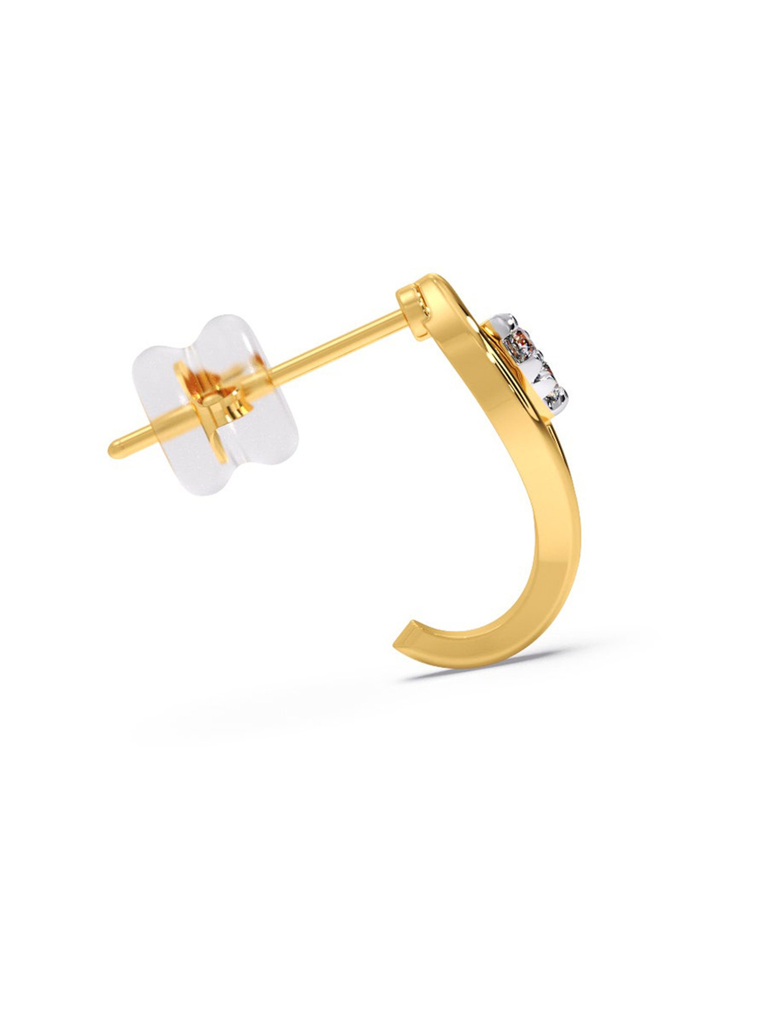 Candere by Kalyan Jewellers Stylish 18K Yellow Gold and Diamond Stud Earrings