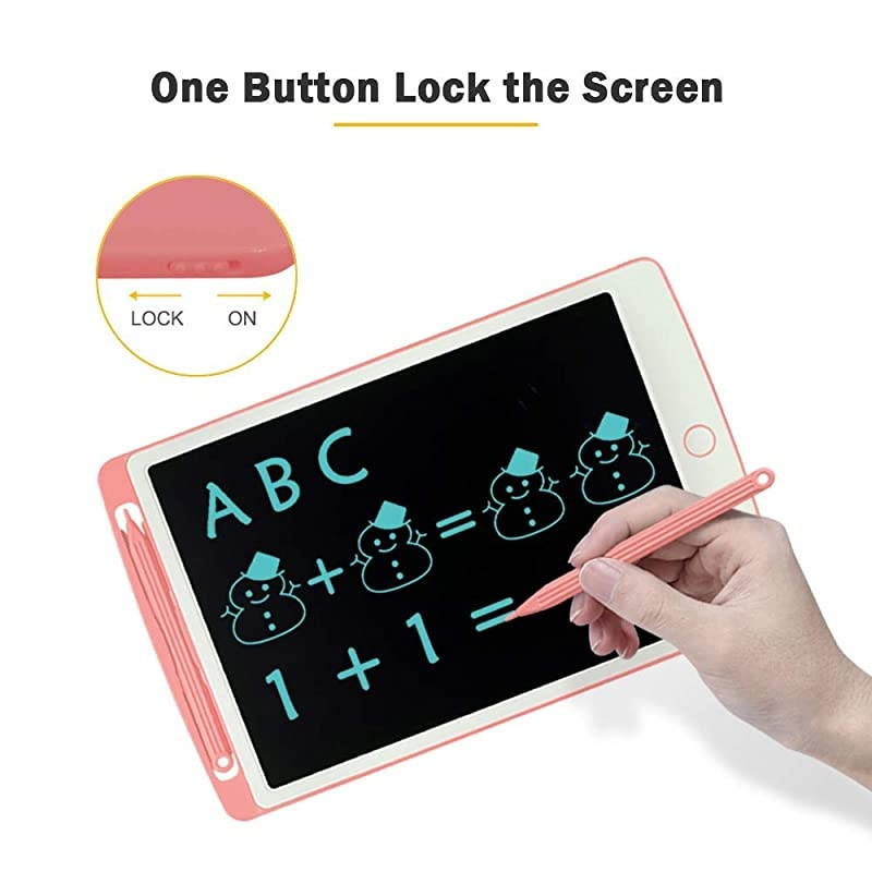 LCD Writing Tablet, 10 inches Electronic Graphic Tablet, Writing & Drawing Doodle Board with Memory Lock for Age 3+ Pink