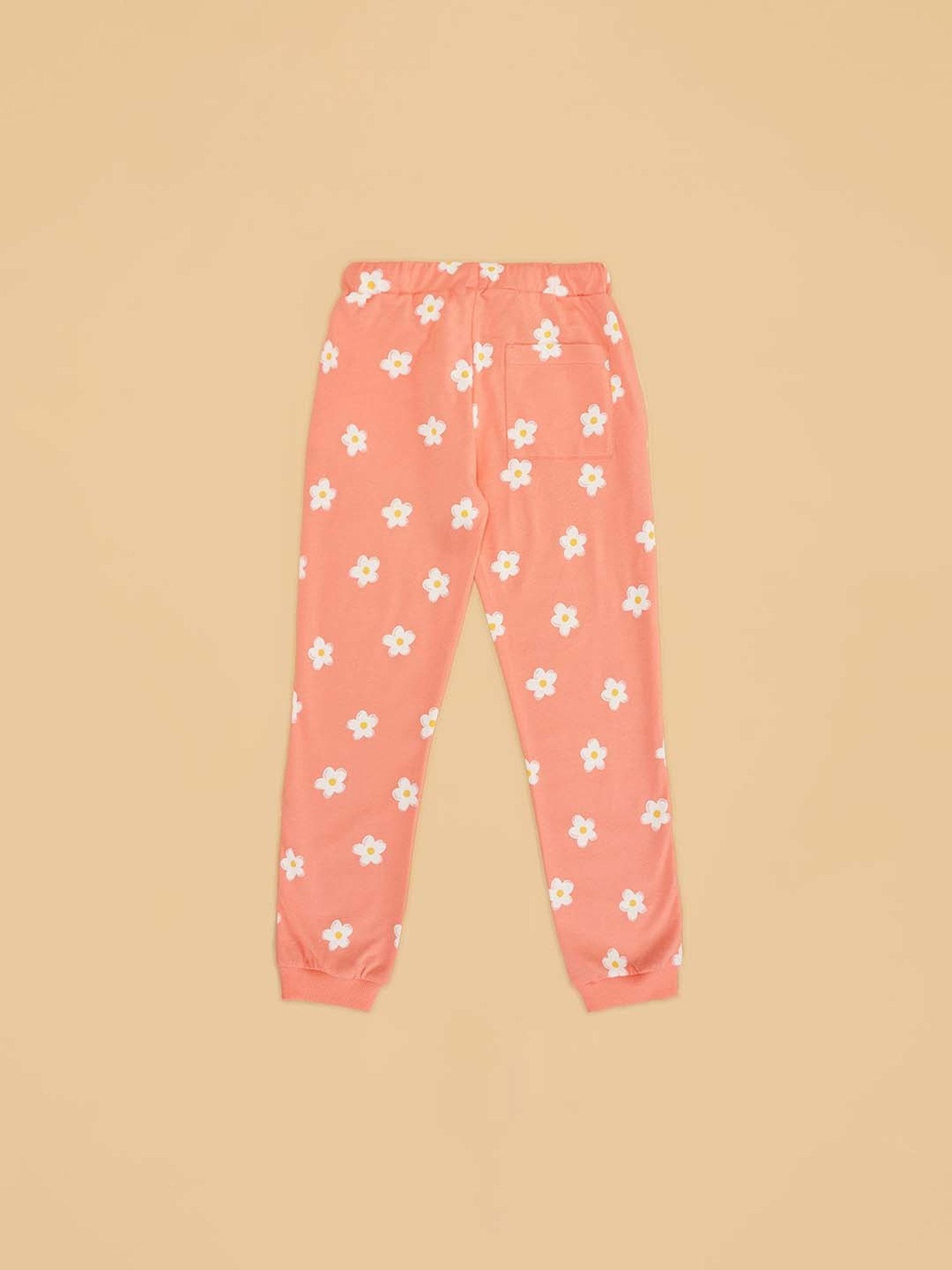 YU by Pantaloons Kids Navy & Peach Floral Print Joggers (Pack of 2)