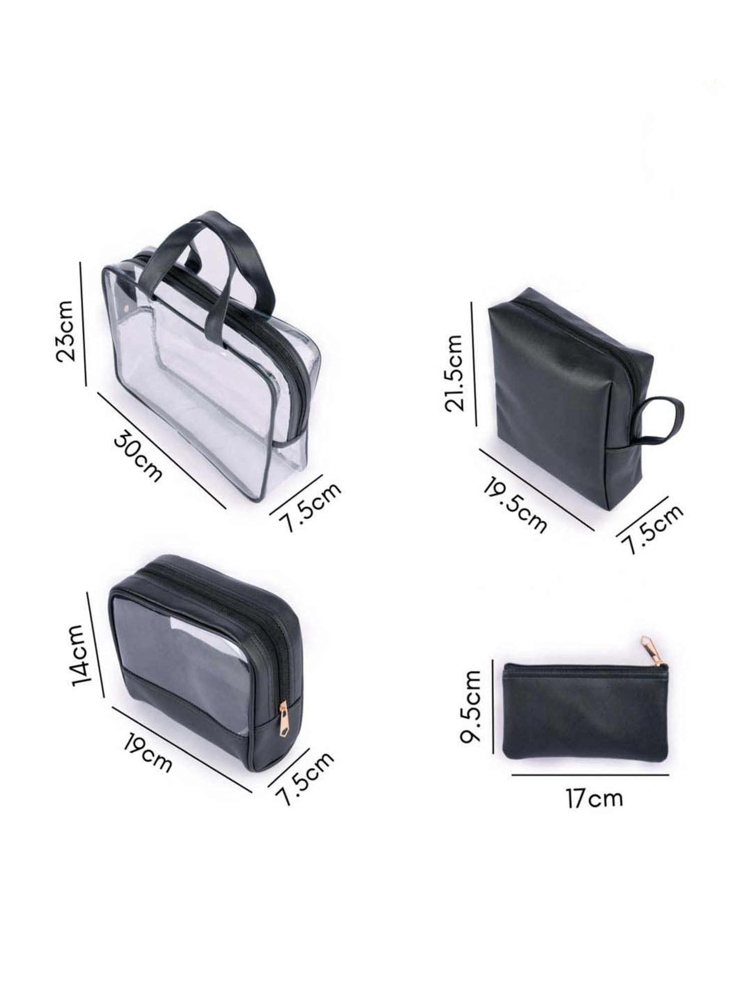 HOSTA HOMES Black Pvc Parachute Material Zipper Bag - Set of 2