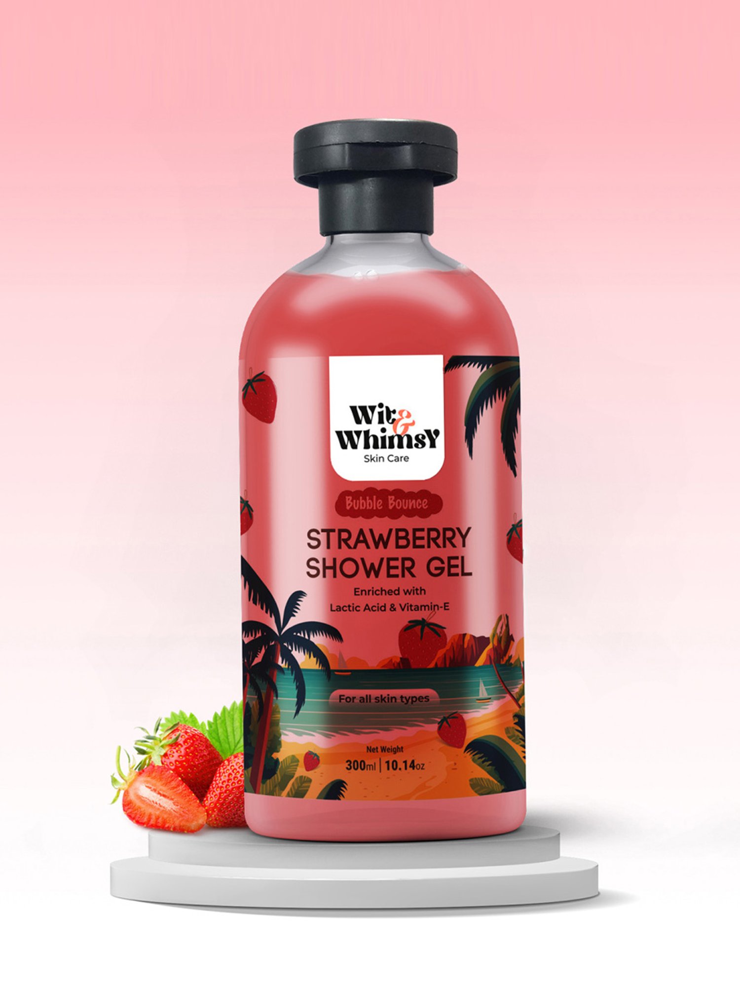 Wit & Whimsy Bubble Bounce Strawberry Shower Gel - 300 ml