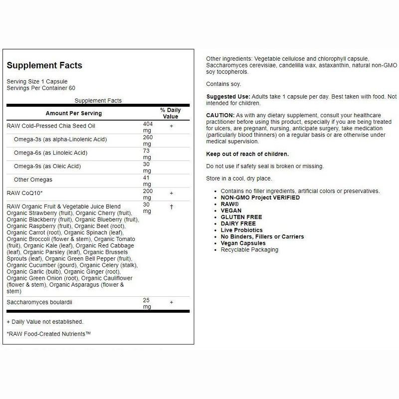 Garden of Life Dietary Supplements Raw Coq10 200 mg Capsule 60ct.