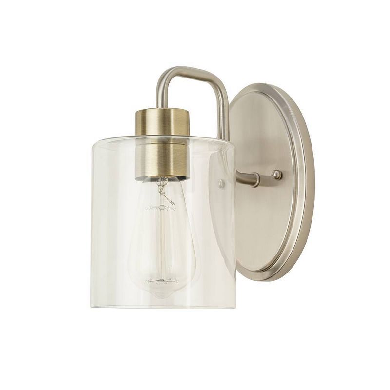 5.25" 1-Light Metal Bath Vanity Wall Sconce with Glass Shade Silver - Cresswell Lighting