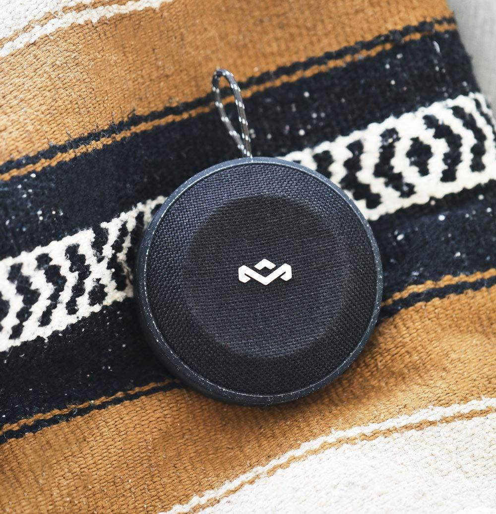 House of Marley, No Bounds Outdoor Speaker | 10-Hour Battery, Water & Dust-Proof (IP67), Buoyant, Carabiner, Quick Charge, Charging Cable, Aux-In, Wireless Dual Speaker Pairing, Speaker phone | Black