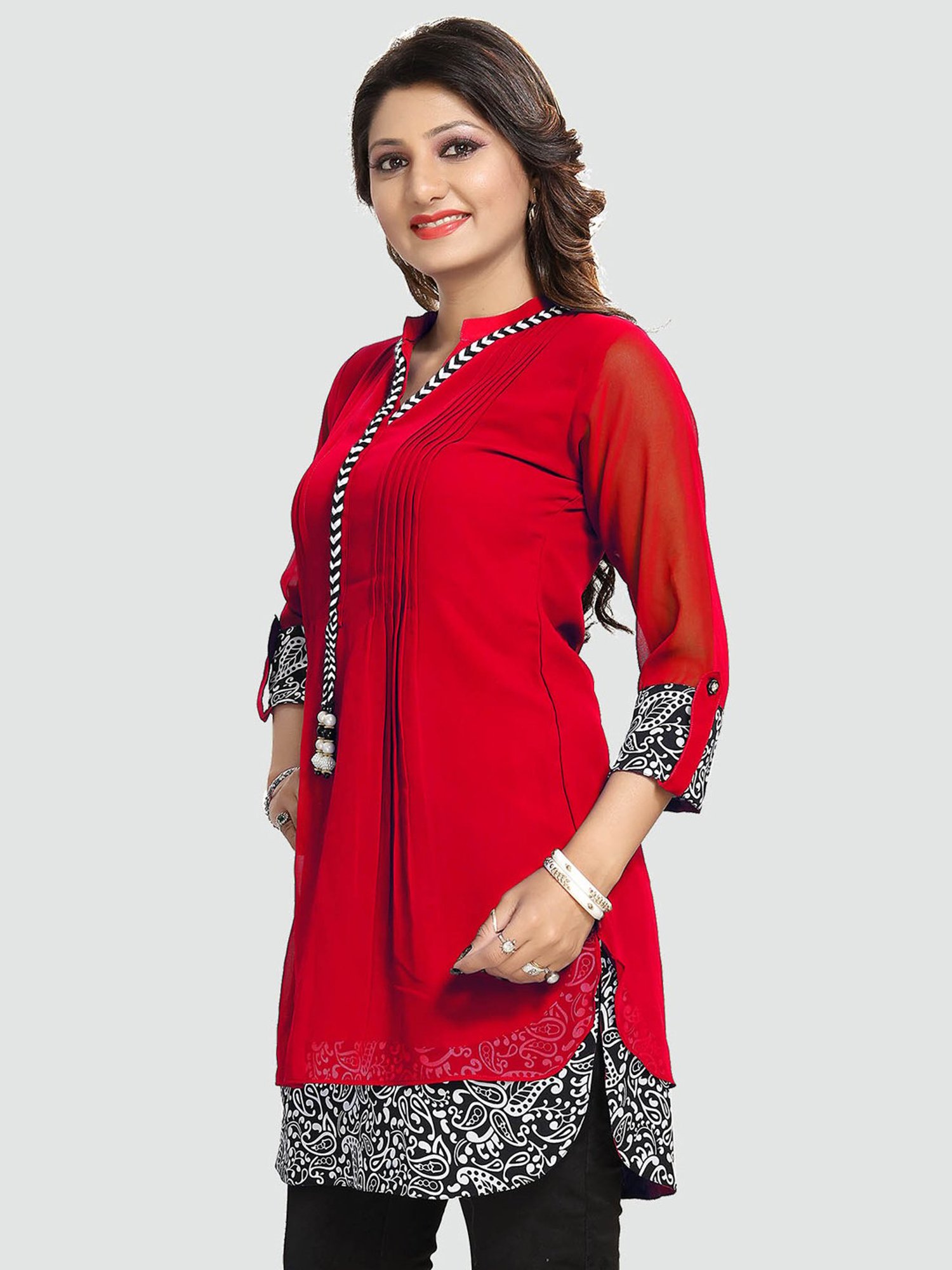 Saree Swarg Red Embellished Tunic