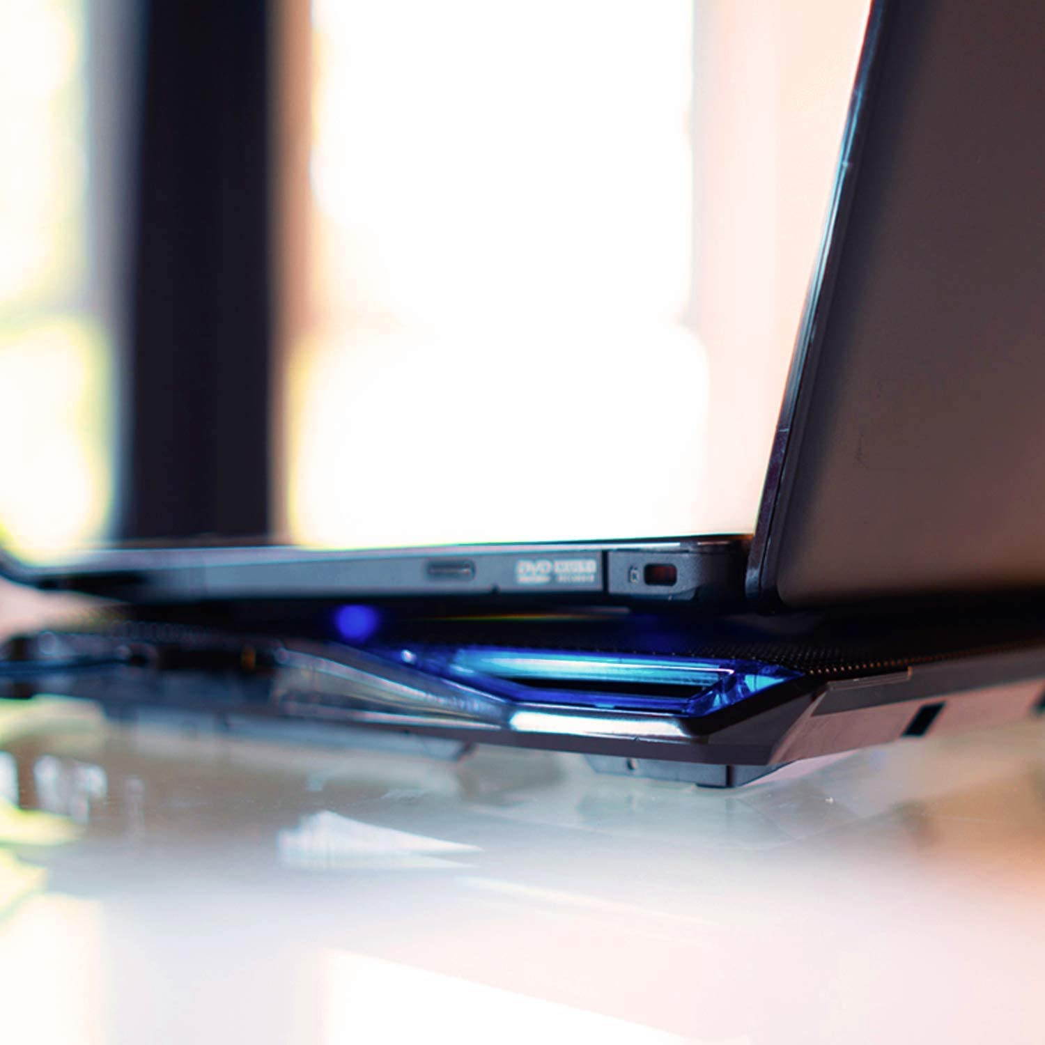 KLIM Cyclone Laptop Cooling Pad - 5 Fans Cooler - No More Overheating - Increase Your PC Performance and Life Expectancy - Ventilated Support for Laptop - Gaming Stand to Reduce Heating - Red