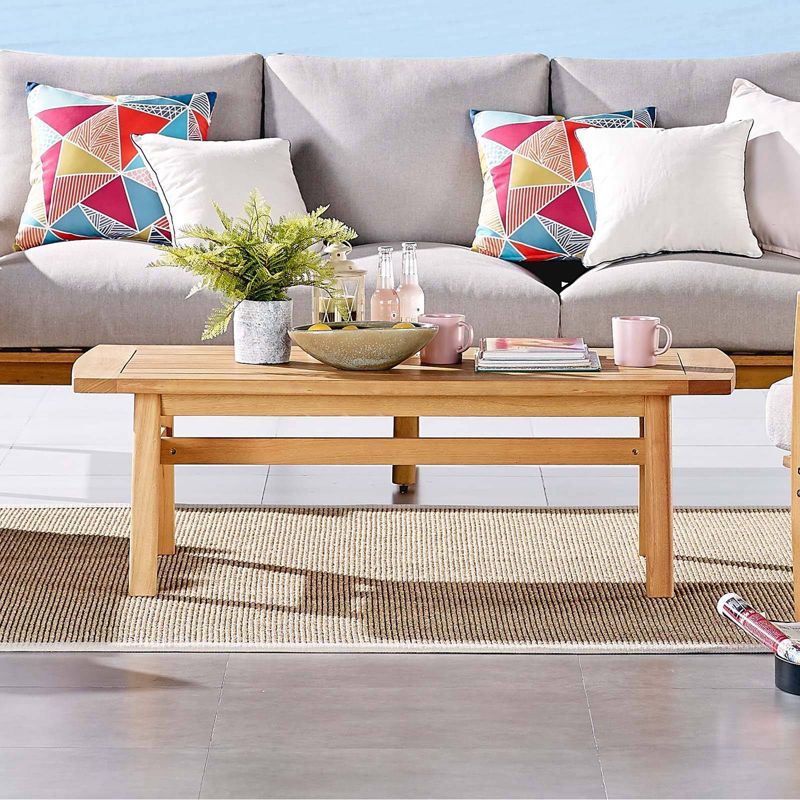 Outdoor Patio Eucalyptus Wood Coffee Table Natural - Modway