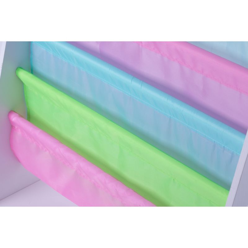 Basicwise 4 Tiered Colorful Lined Kids' Sling Magazine Book Rack