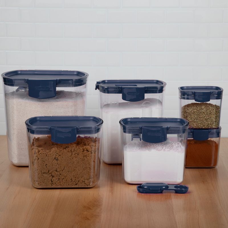 Progressive International Prepworks ProKeeper 12 Piece Kitchen Baker Clear Food Storage Organization Container Set, Blue and Red
