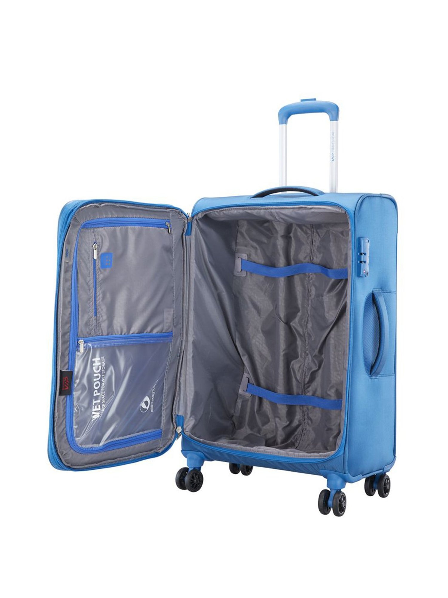 VIP Adept Blue Solid Soft Medium Trolley Bag - 33 cm