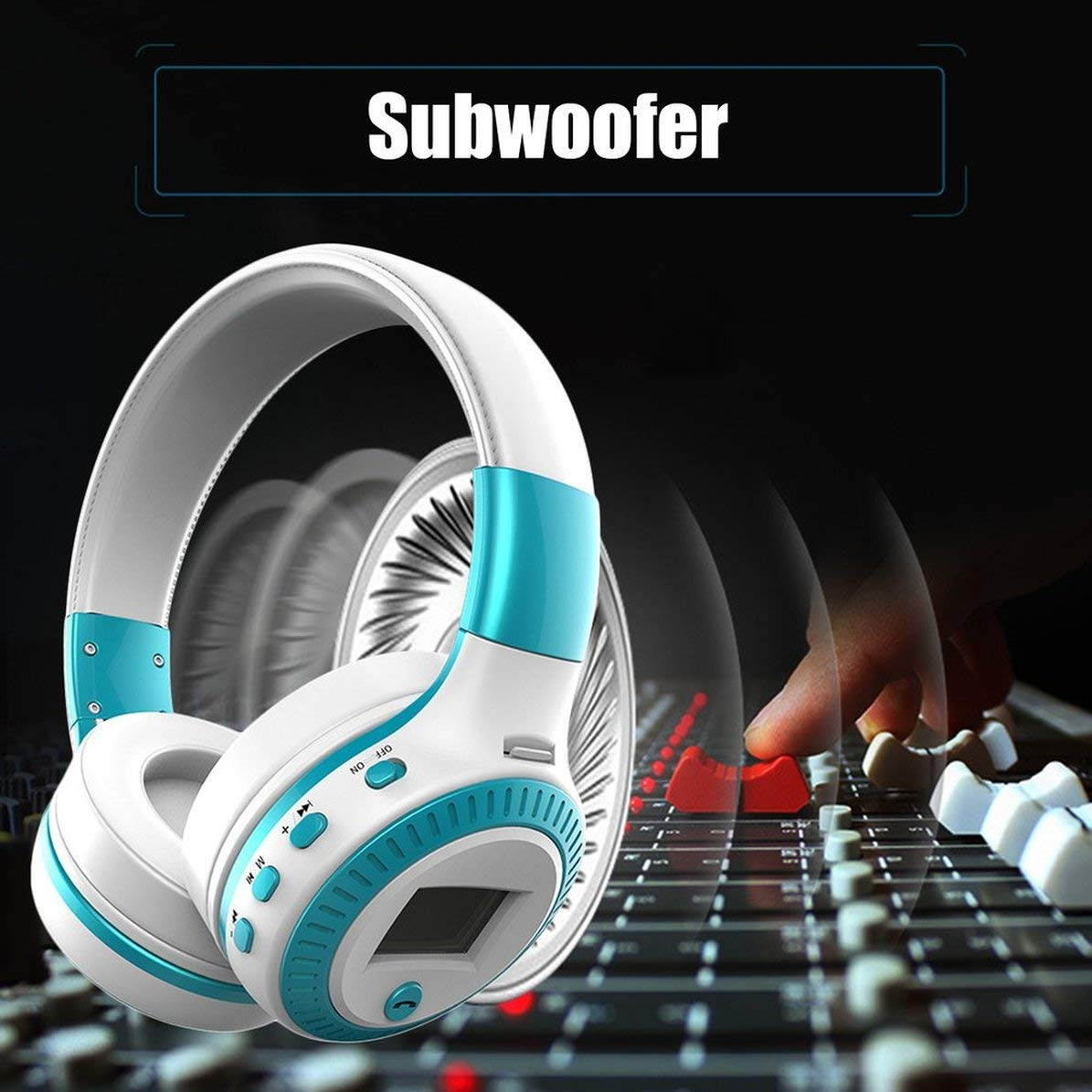 Zgeer Wireless Bluetooth Headphones LED Display Screen Headset Stereo Handsfree with Mic FM Radio TF Card Slot for Computer PC Smartphone