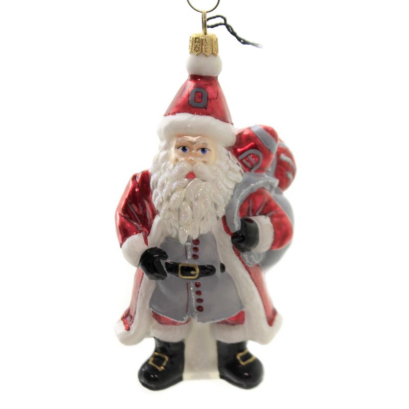 Joy To The World 6.0" Ohio State Santa Ornament Buckeyes Scarlet Grey  -  Tree Ornaments