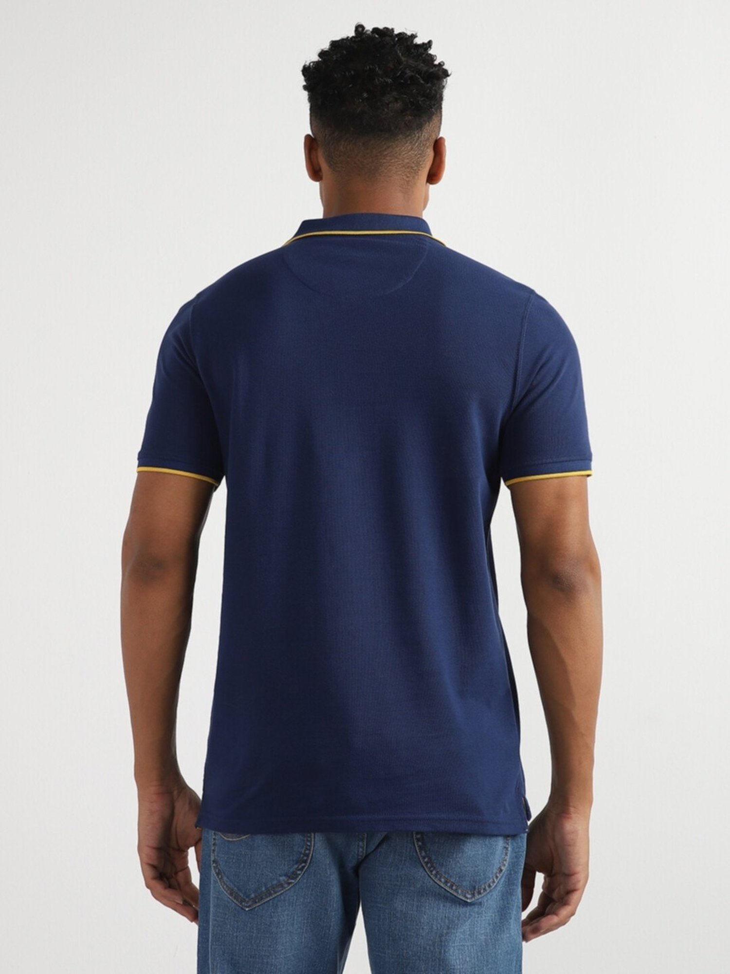 Lee Navy Cotton Slim Fit Polo T-Shirt
