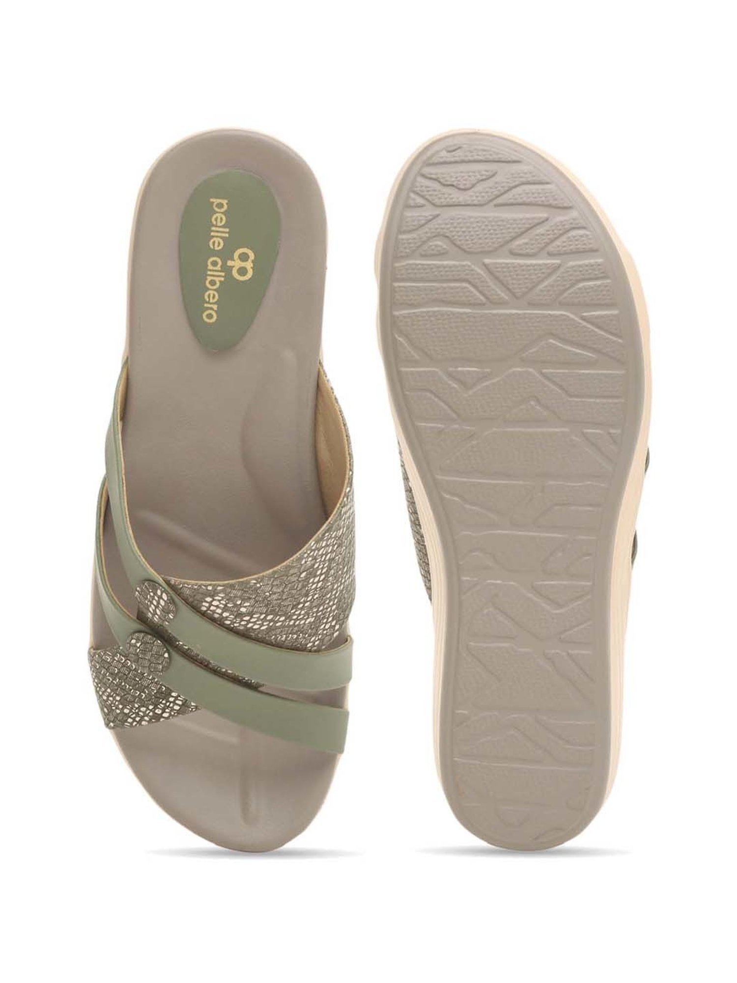 Pelle Albero Women's Sage Green Cross Strap Wedges