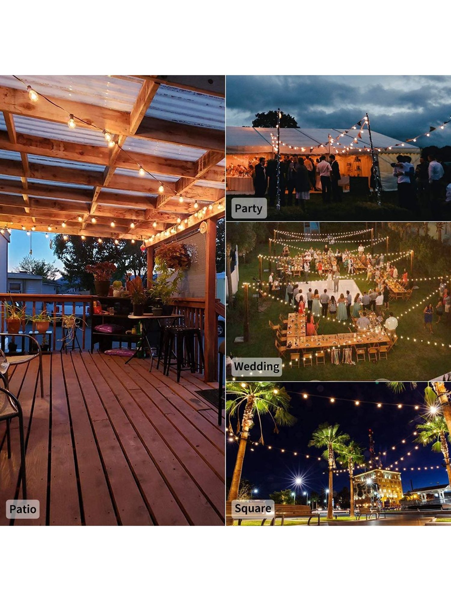 XERGY Outdoor String Lights 25 Feet G40 Globe Patio Lights with 26 Edison Glass Bulbs (Yellow)