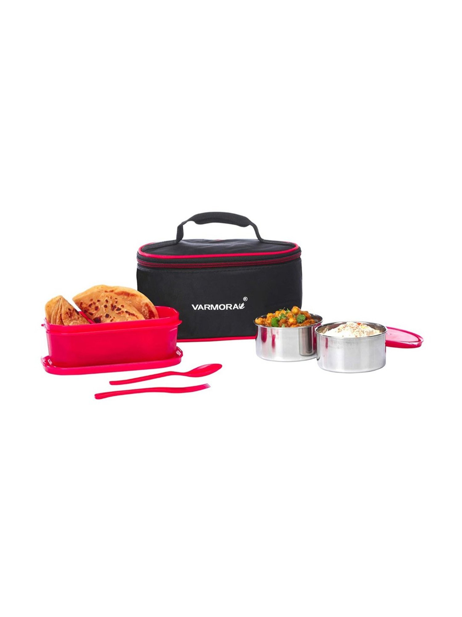 Varmora Duo Pink Stainless Steel Lunch Box - 240 ml