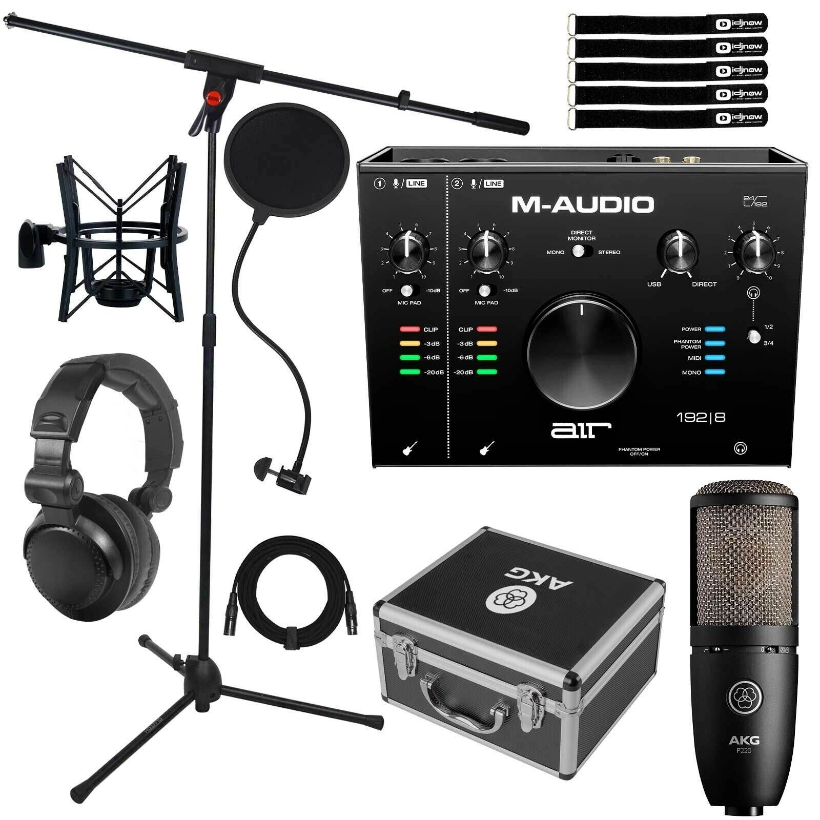 M-Audio AIR 192 | 8 USB MIDI Studio Audio Recording Interface w P220 Microphone