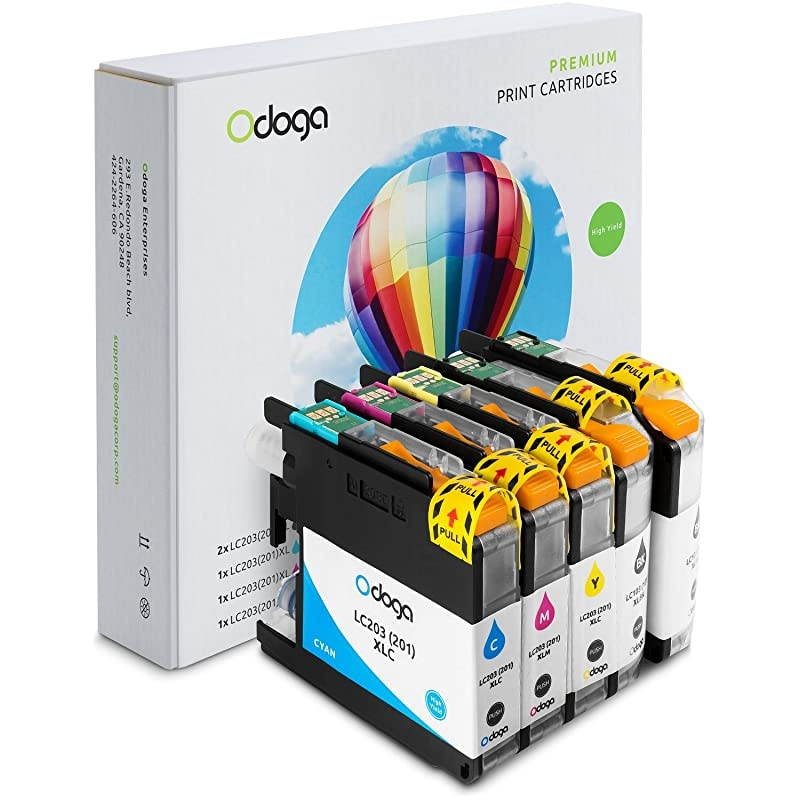 5 Pack LC201 LC203 LC203XL Ink Cartridge Replacement for Brother MFCJ480DW J485DW J4420DW J885DW J4620DW J460DW J5520DW J680DW 2 Black 1 Cyan 1 Magenta 1 Yellow High Yield Combo Pack