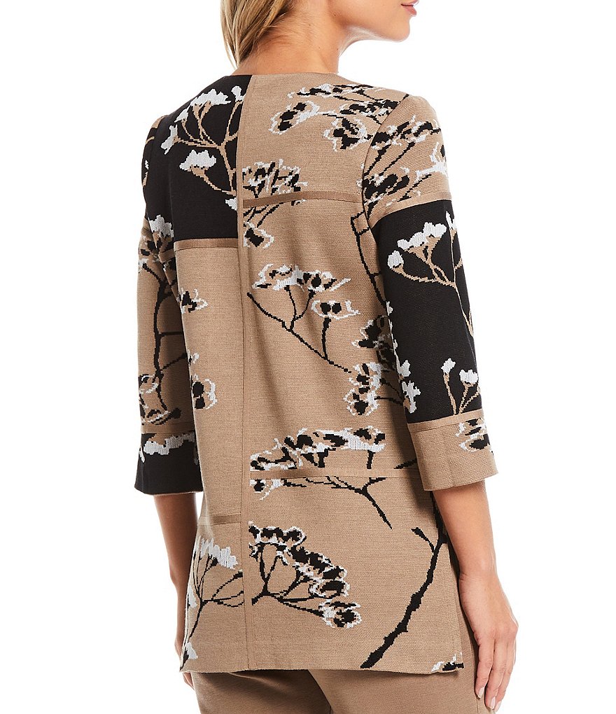 Misook 3/4 Sleeve Floral Colorblock Jacket