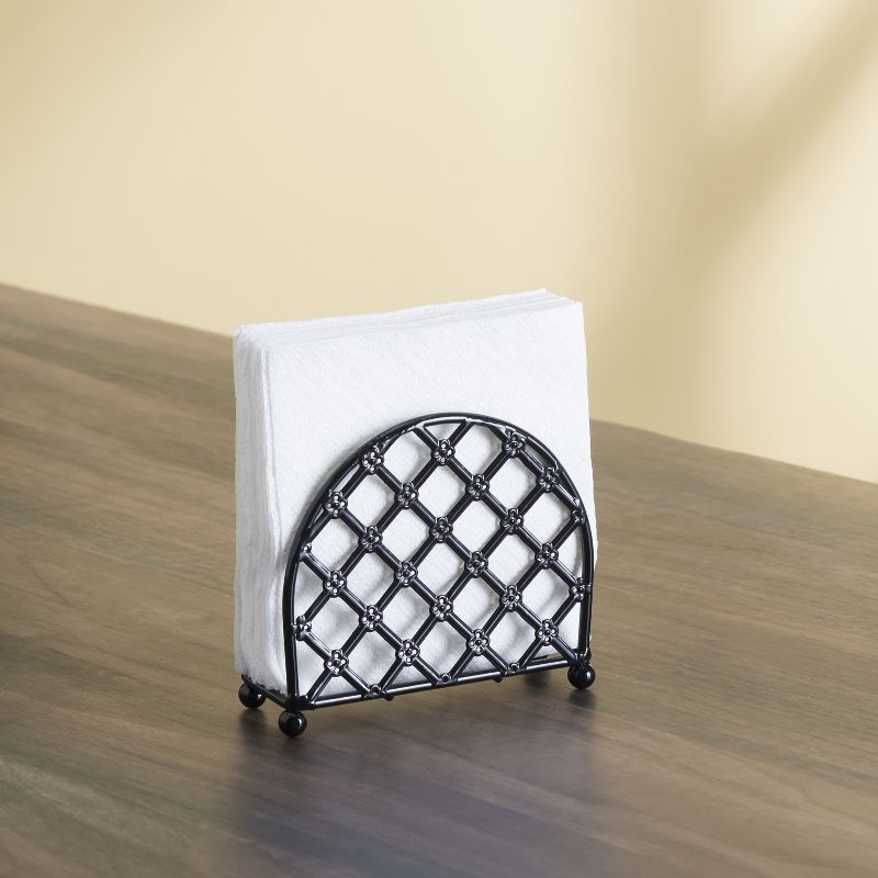 Home Basics Lattice Collection Free-Standing Napkin Holder, Black