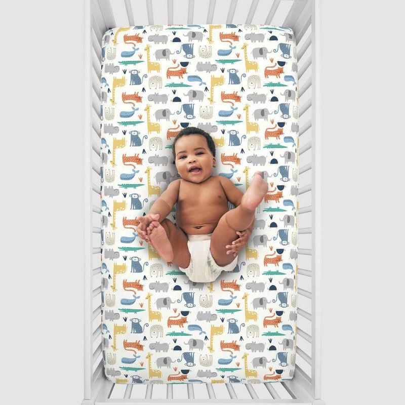 Carter's Colorful Modern Safari Animals Super Soft Mini Crib Fitted Sheet