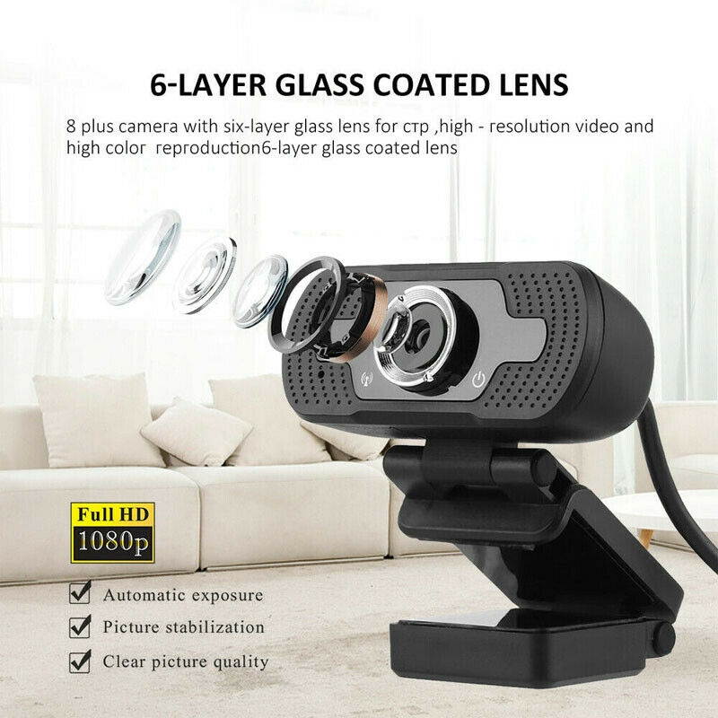 HD Webcam USB Computer Web Camera For PC Laptop Desktop Video Cam W/ Microphone